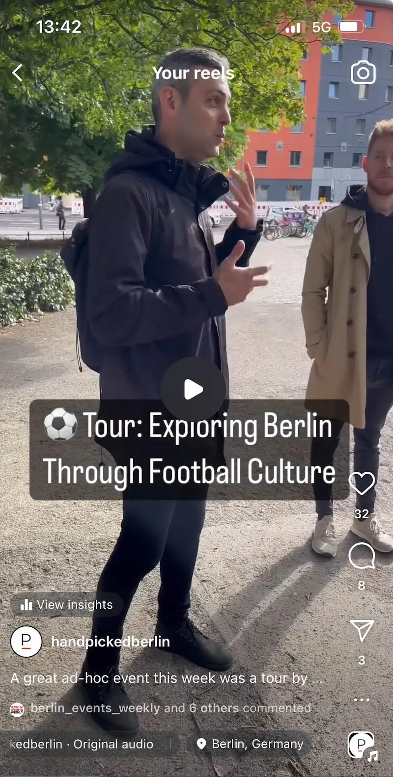 A screenshot from a reel of a guided tour:
Exploring Berlin Through Football Culture